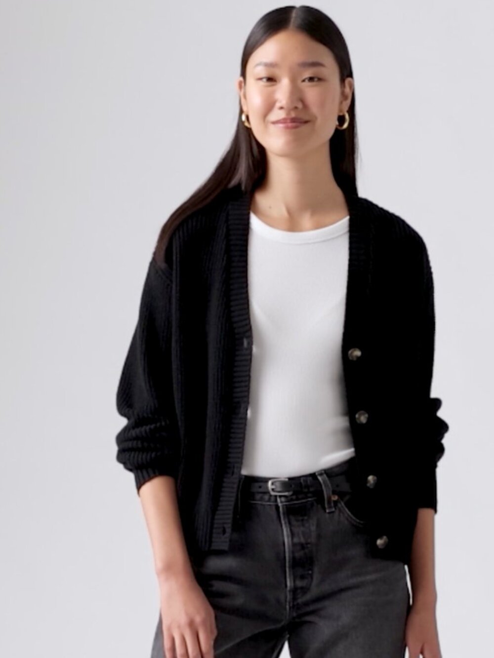 LEVI'S NWT Snowflake Cardigan 100% Cotton Anthracite Night Black – XS